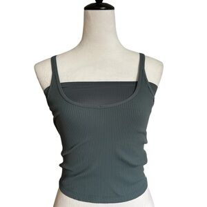 Vuori Ribbed Strappy Tank Top XS Built In Bra Cross Back